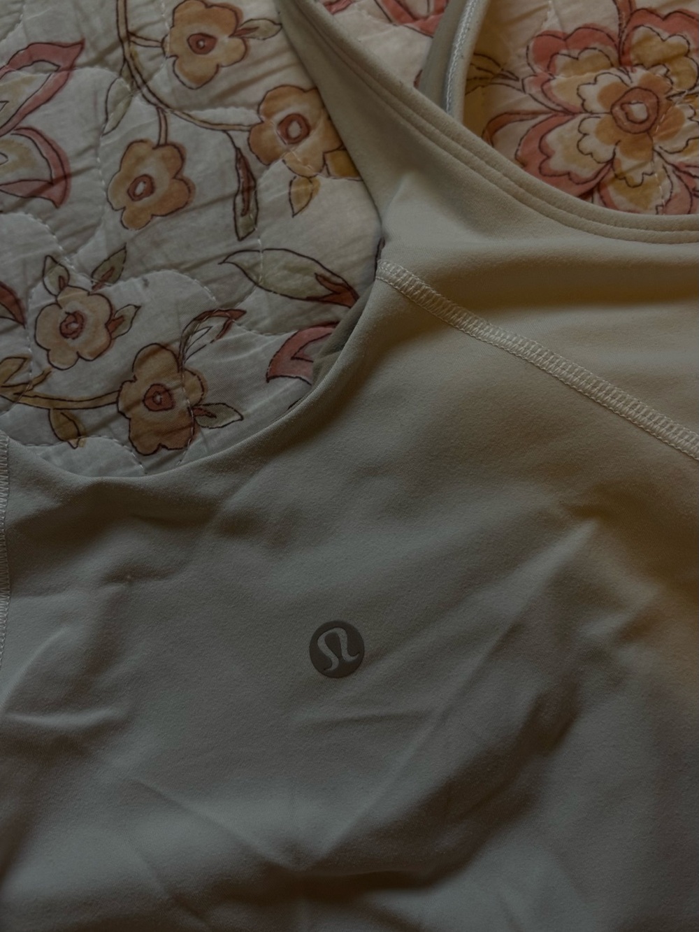 lululemon athletica Cream Athletic Tank with Reflective Logo
